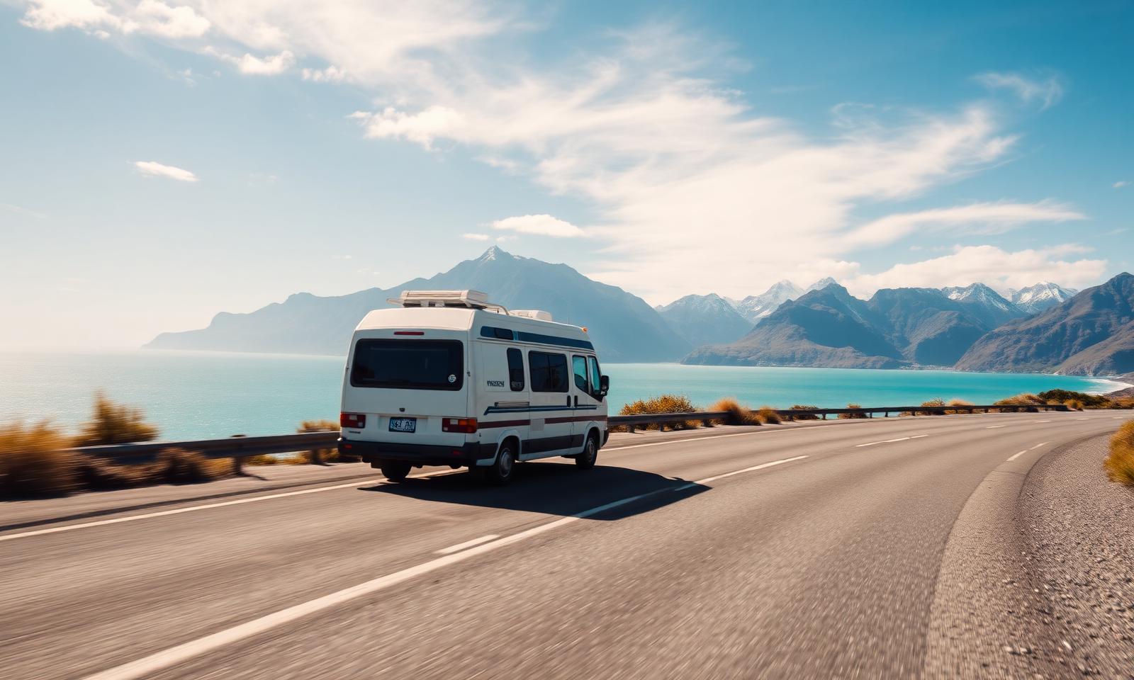 Campervan relocation on New Zealand's South Island coastal highway